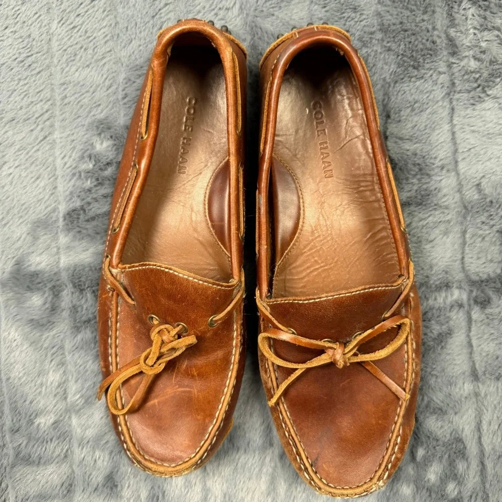 Cole Haan Gunnison Driver Loafers Mens 8.5D Tan Leather Shoes 13215